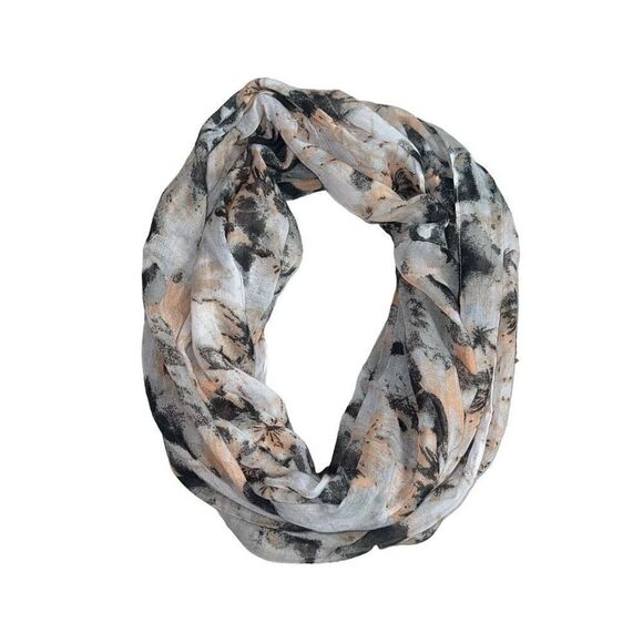 BUNDLE (2) Infinity Scarfs — One Patterned & One Solid Black - Picture 2 of 5